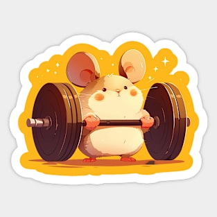 hamster lifting weight Sticker